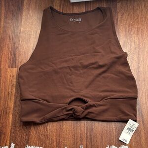 Offline by Aerie Women's Chocolate Brown Knot-Front Tank Top
